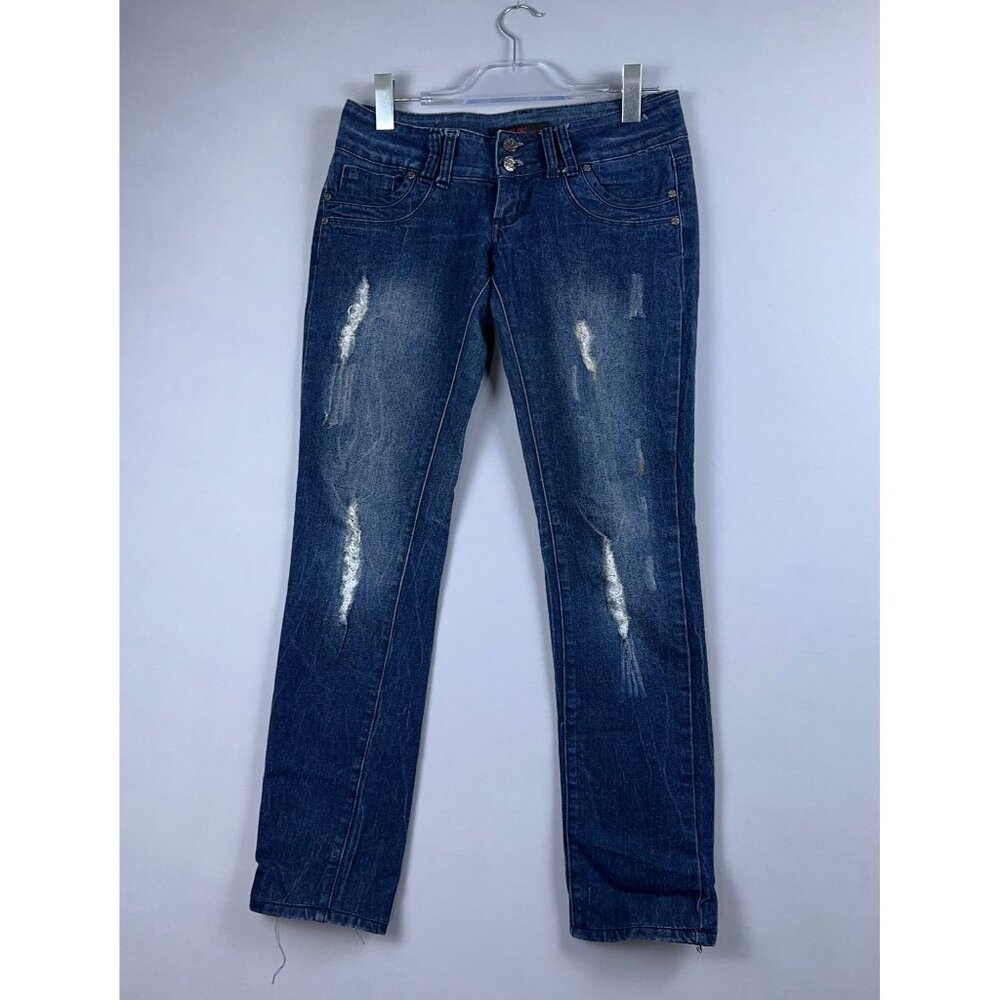 ABB Skinny Jeans Womens Size 27 Distressed Low Rise Medium Wash Denim Blue